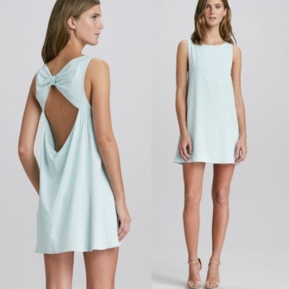 Alice + Olivia | Dresses | Alice Olivia Silk Bow Back Tunic Dress In Color  Skylight Aqua Size Large Nwt | Poshmark